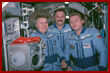 Mir-21 crew: Shannon Lucid, Yury Usachev, and Yuri Onufriyenko